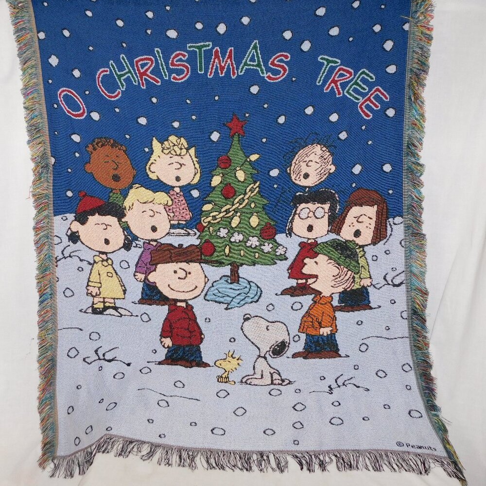 2015 Peanuts Charlie Brown O CHRISTMAS TREE Woven Tapestry Throw Blanket 48x60
